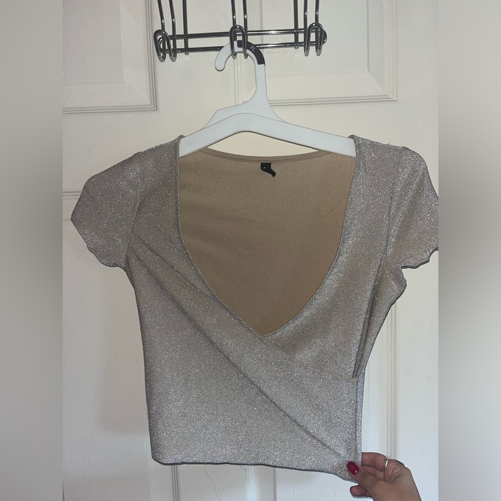 Silver Low-Cut Sparkly Top